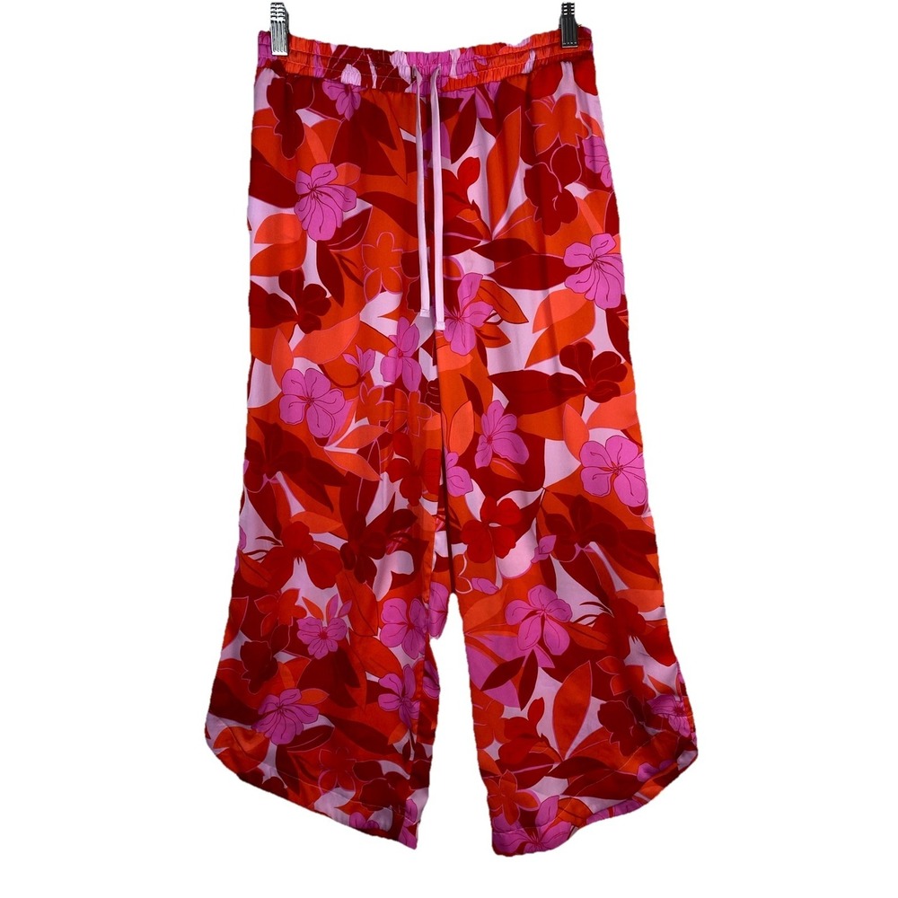 Sanctuary Women's XS Pink Red Orange Floral Wide Leg Lounge Sleepwear Pants